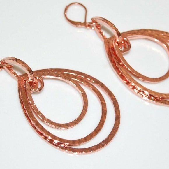 Wendy Williams Copper Earrings Hammered Teardrops Dangles NWOT Perfect Cond M422 - Picture 4 of 7